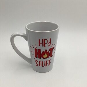 Hey Hot Stuff Tall Ceramic Coffee Mug Multicolor Stylish Design